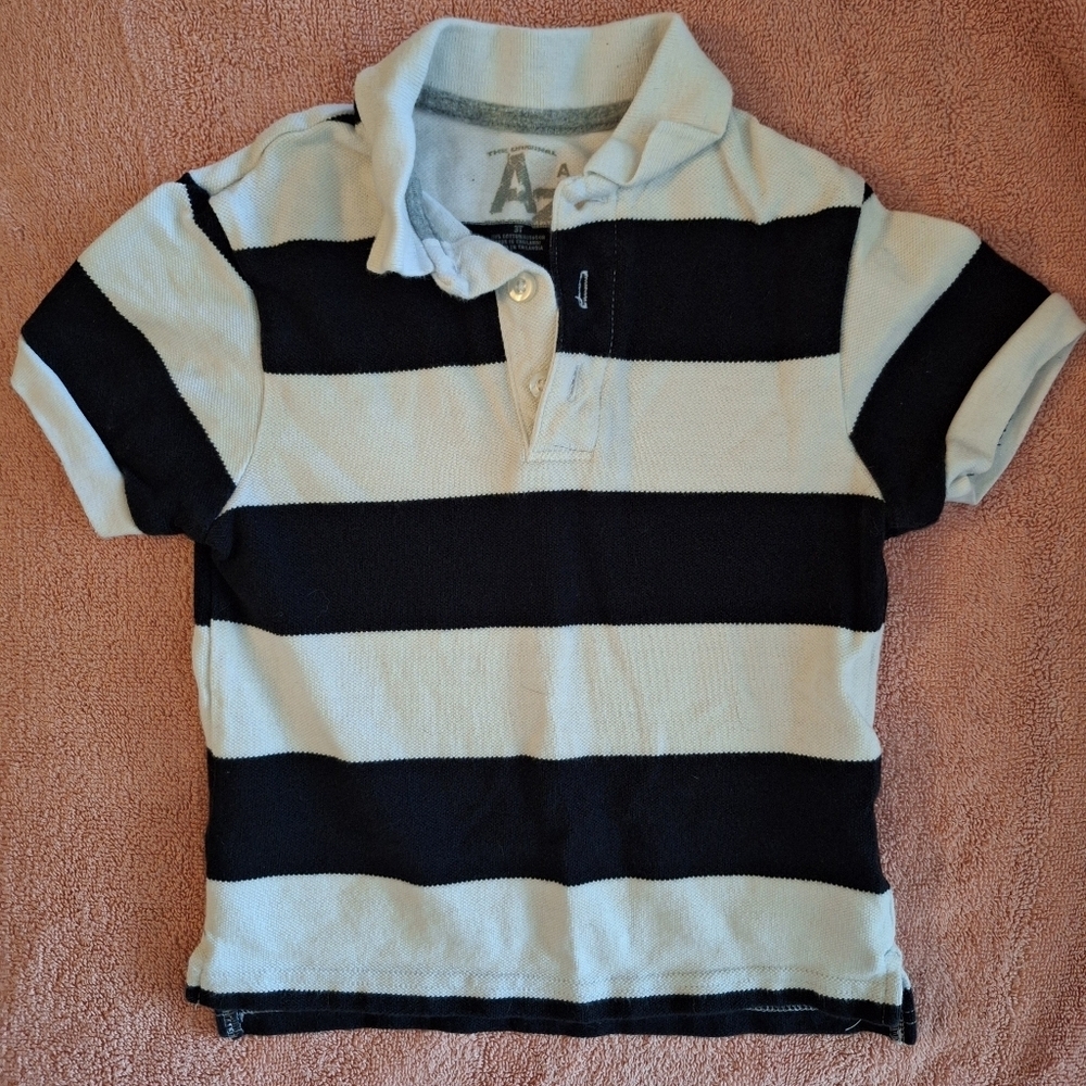 5/$20 Kids Striped Polo Shirt - Black and White Size 3T